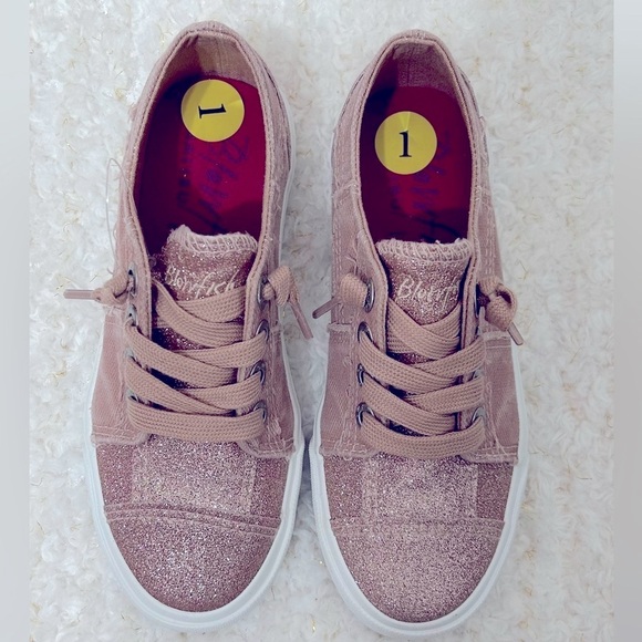 Blowfish Pink Glitter Tennis Shoes Girls Size 1 - Picture 1 of 6